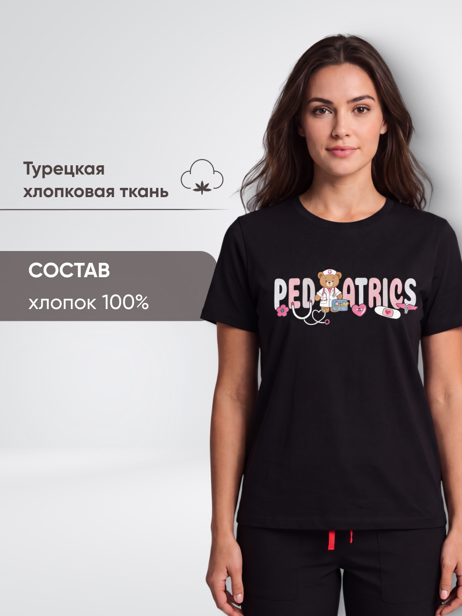 Медицинская футболка хлопковая с рисунком Медвежонок